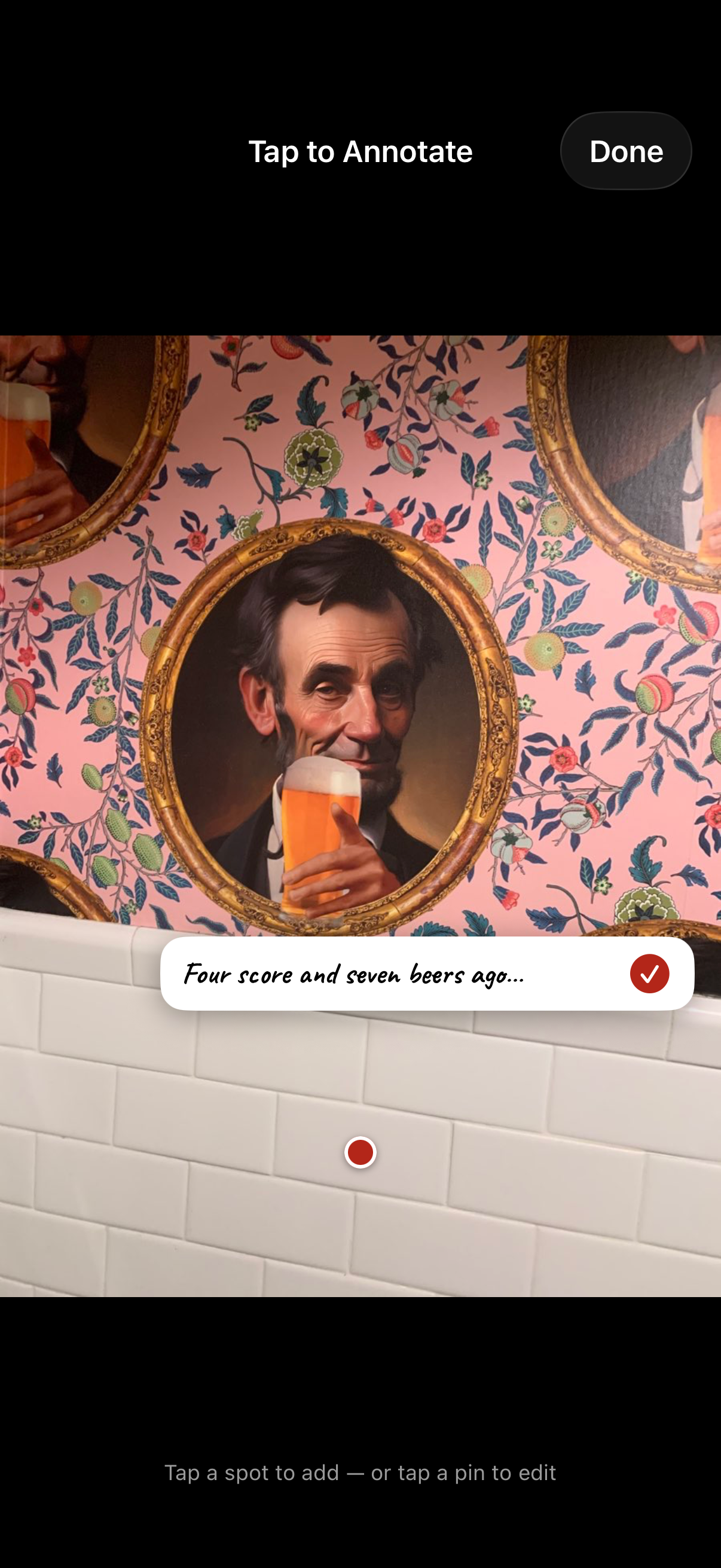 Tap to annotate a photo with a handwritten caption